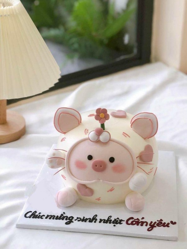 Bánh sinh nhật hình con lợn 3D cực sinh động