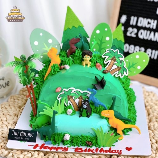 Bánh sinh nhật mô hình khu vườn khủng long