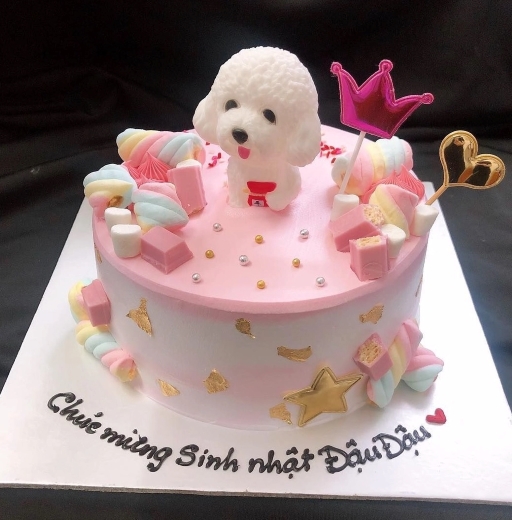 Bánh sinh nhật trang trí chú chó cute