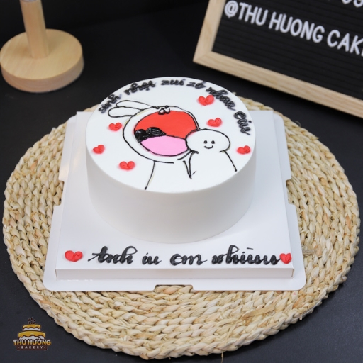 Bánh sinh nhật vẽ chibi cute cho các cặp đôi