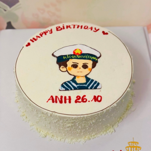 Bánh sinh nhật vẽ hình chú bộ đội hải quân