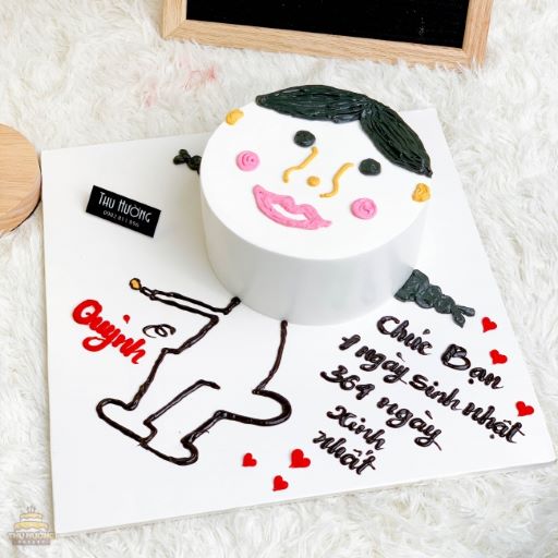 Bánh sinh nhật vẽ hình hài hước cho bạn gái